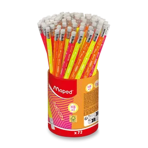 Grafitová tužka Maped Neon s pryží tvrdost HB, stojánek 72 ks